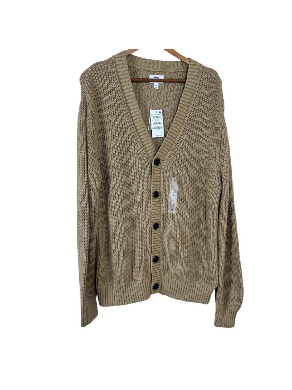 Mode of One NEW Tan Cardigan Sweater Men's Medium Grandpa Academia Cozy Neutral